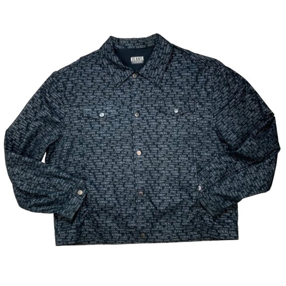 Iceberg Jeans men's Millennium Jacket 56 3XL Button Front Allover Print - Picture 1 of 12